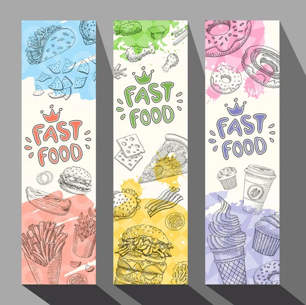 Conjunto de banners modernos coloridos Fastfood . — Vetor de Stock