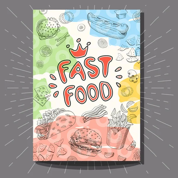 Fastfood bunte moderne banner set. — Stockvektor