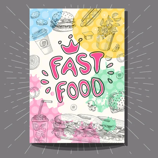 Set de pancartas modernas coloridas de comida rápida . — Vector de stock