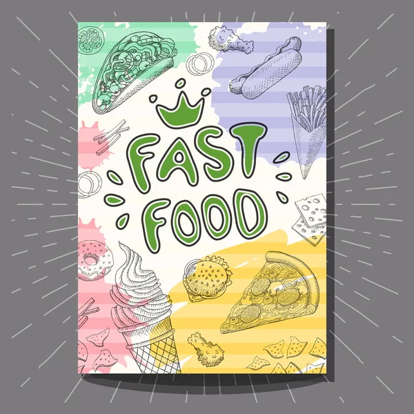 Fast-Food kleurrijke moderne banners set. — Stockvector