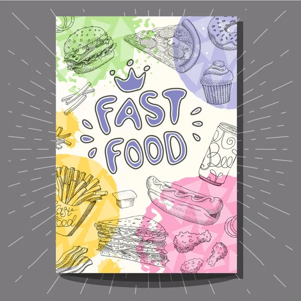 Fast food colorido banners modernos conjunto . — Vetor de Stock