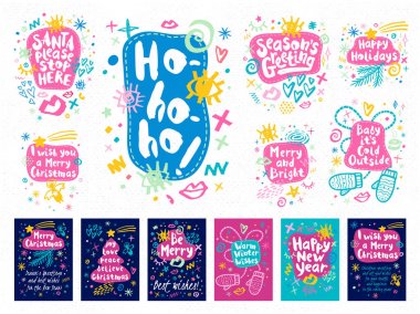 Neşeli Noel mutlu yeni yıl kroki tarzı