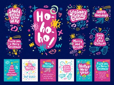 Neşeli Noel mutlu yeni yıl kroki tarzı