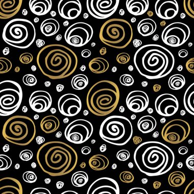 Seamless modeli altın siyah Whitw elle çizilmiş