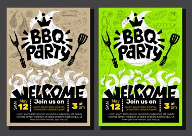 Barbekü partisi gıda poster. Barbekü şablon menü davet el ilanı d