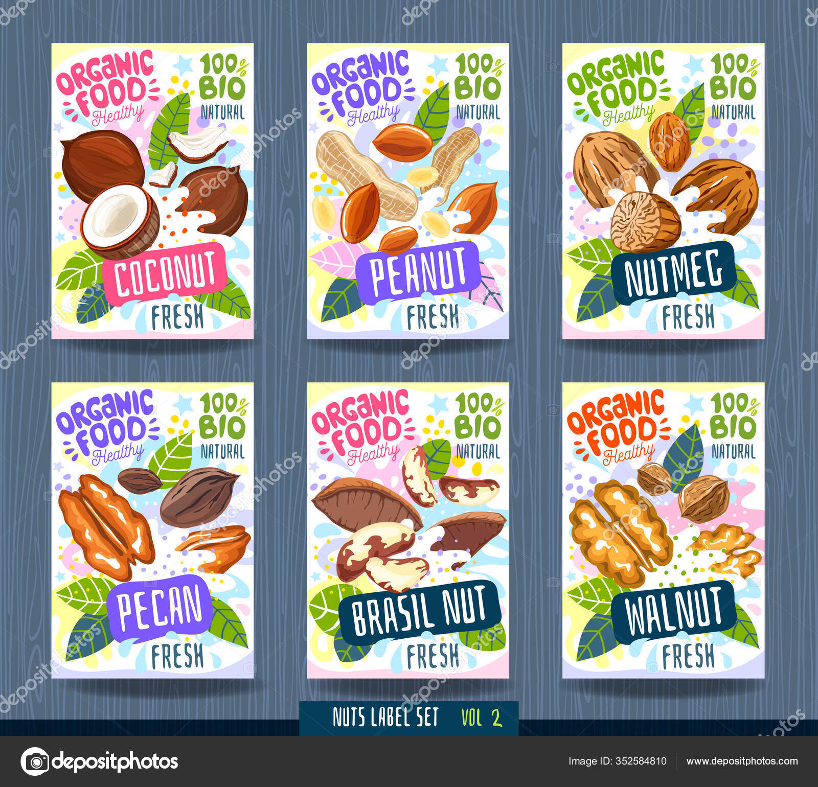 Download Abstract Splash Food Label Template Nuts Herbs Fruits Spices Package Vector Image By C Iraida Bearlala Vector Stock 352584810