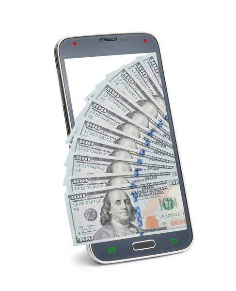 Mobiele telefoon digitale geld betaling en geldvrije concept — Stockfoto