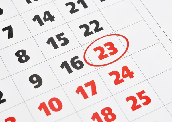 Fecha escrita en un calendario - 23 de febrero —  Fotos de Stock