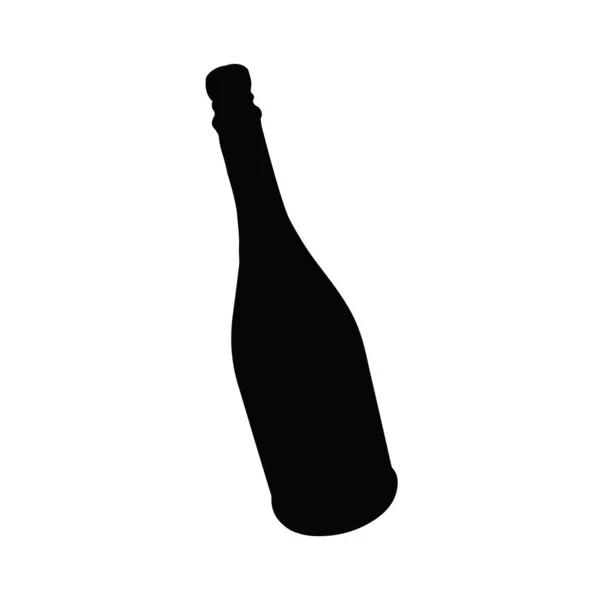 Silueta botella de champán. bebida alcohólica vino espumoso — Vector de stock