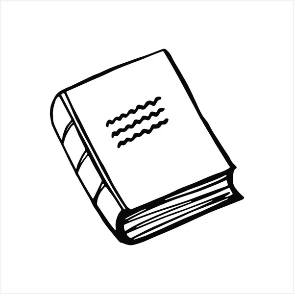 Buch schwarze Skizze isoliert auf weißem Hintergrund — Stockvektor