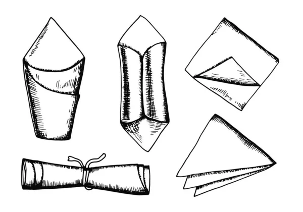Servilletas de mesa. silueta en un boceto de fondo blanco en es — Archivo Imágenes Vectoriales