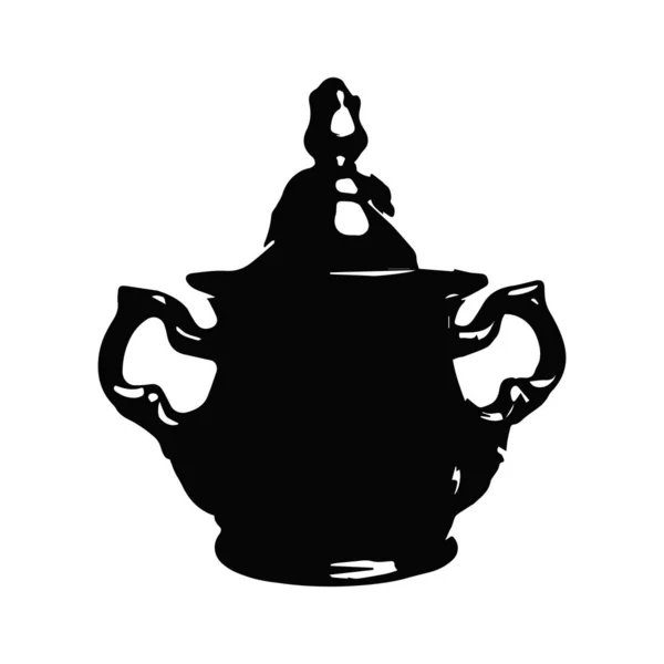 Цукрова чаша вінтажний порцеляновий силует ізольований вектор — стоковий вектор