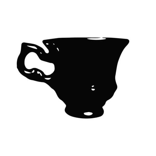 Tasse en porcelaine antique. silhouette isolée vecteur — Image vectorielle