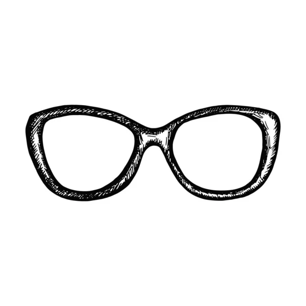 ビジョンスケッチ用のメガネだ孤立した物体のシルエット — ストックベクタ
