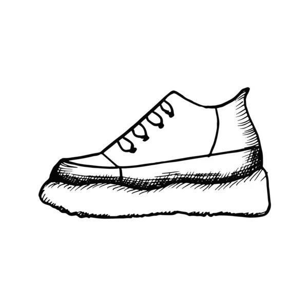 Sneaker Sketch Drawing White Background Vector — Stock Photo, Image