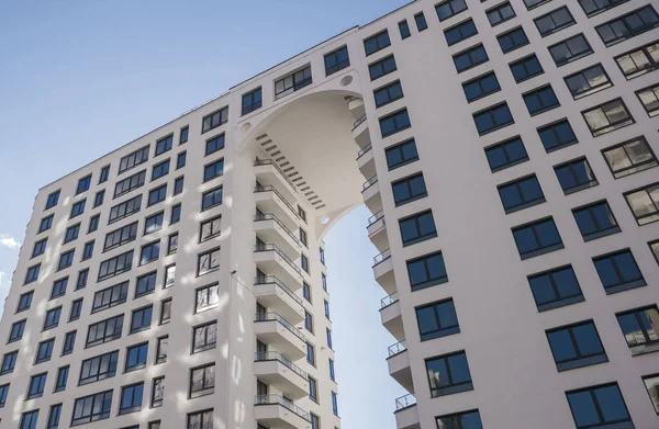 Facade Residential Building Arch Fragment Low Angle View — Stock Photo, Image