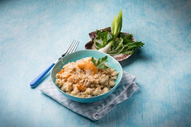 Risotto tarak ve pırasa ile