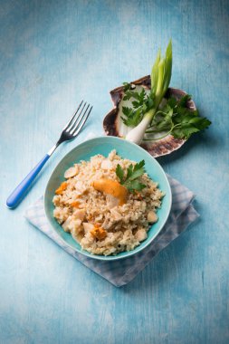 Risotto tarak ve pırasa ile