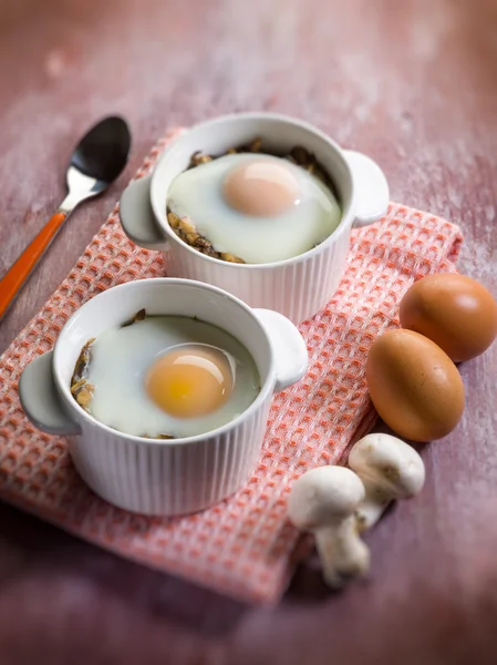 Αυγά με μανιτάρι, επιλεκτική εστίαση — Φωτογραφία Αρχείου