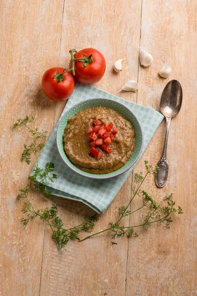 Aubergine Met Tomaten Knoflook — Stockfoto