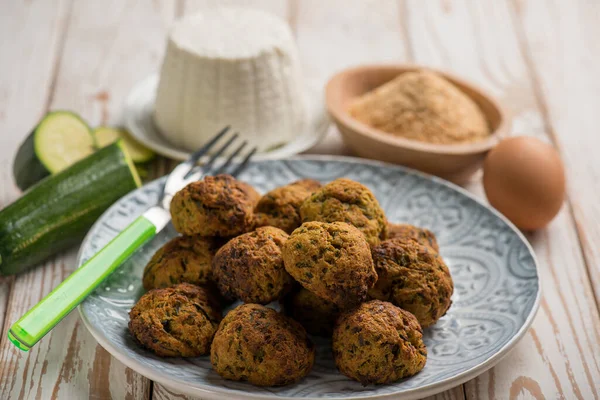 Vegetarian Meatball Zucchinis Ricotta — Stock Photo, Image