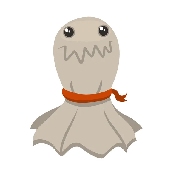 Feliz Halloween fantasma DIY hecho de papel de tejido blanco y stipe rojo en estilo plano — Vector de stock