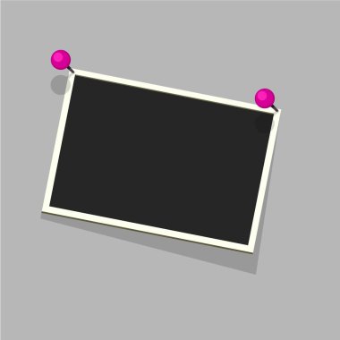 Düz vektör fotoğraf çerçevesi onpurple PIN. Fotoğraf tasarım şablonu. Vektör çizim tasarım ve düz hareket tasarımı basit stilde