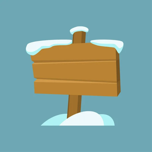 Cartelera de madera con nieve para Feliz Navidad y Feliz Año Nuevo diseño o texto — Archivo Imágenes Vectoriales