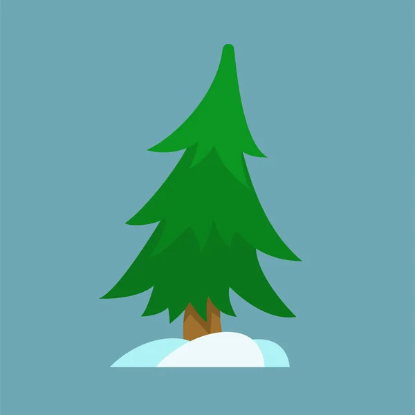 Arbre de Noël et neige dans un style plat simple — Image vectorielle