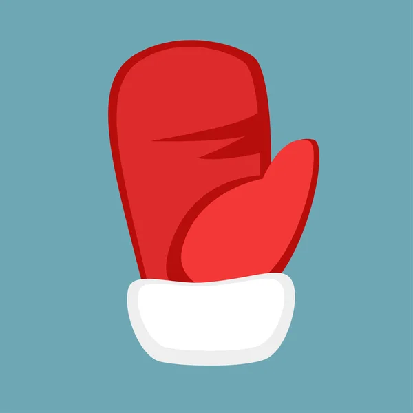 Santa claus icono de la manopla roja aislado en gris. Dibujos animados planos ilustración de guante rojo para el diseño moderno en estilo simple — Archivo Imágenes Vectoriales