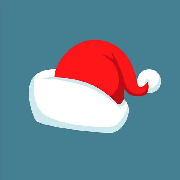 Santa Claus tecknad Röd hatt siluett i platt stil isolerad på blå bakgrund. Gott nytt år 2016 symbol dekoration mall. God jul kläder holiday vektor illustration element för design — Stock vektor