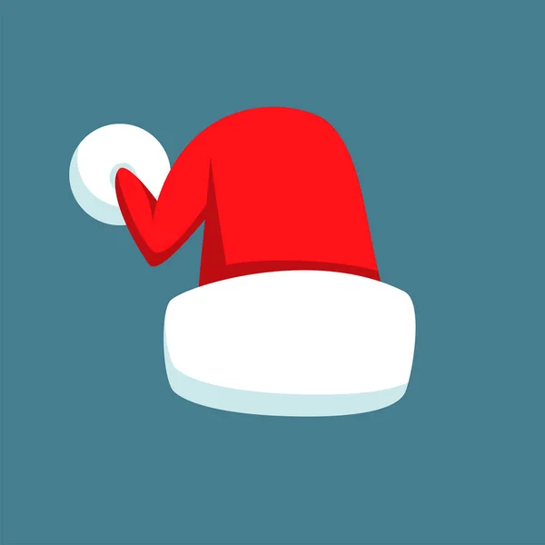 Santa Claus Cartoon roter Hut Silhouette in flachem Stil isoliert auf blauem Hintergrund. frohes neues Jahr 2016 Symbol Dekoration template.merry Weihnachten Kleidung Urlaub Vektor Illustration Elemente für Design — Stockvektor