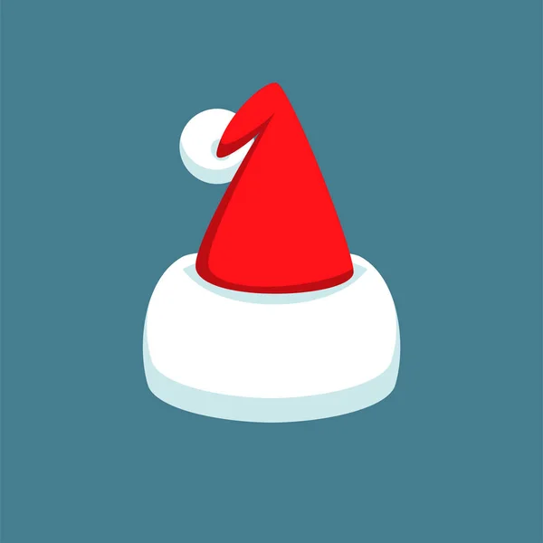 Papai Noel desenho animado silhueta chapéu vermelho em estilo plano isolado no fundo azul. Feliz Ano Novo 2016 símbolo decoração template.Merry Natal roupas feriado vetor ilustração elementos para design — Vetor de Stock