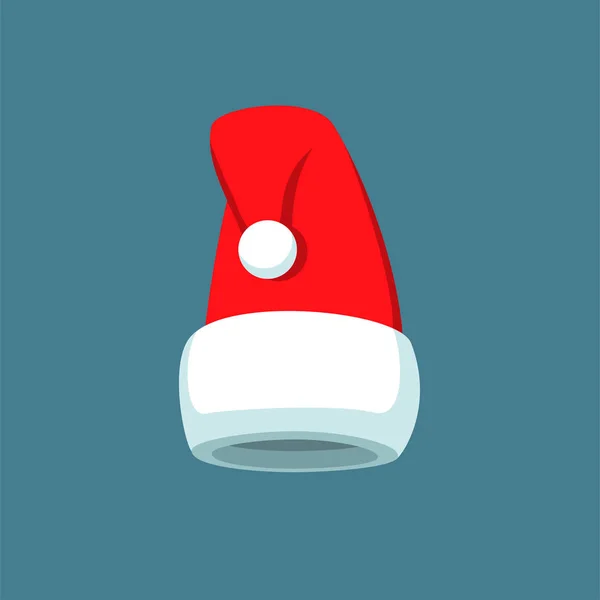 Santa Claus cartoon rode hoed silhouet in vlakke stijl geïsoleerd op blauwe achtergrond. Gelukkig Nieuwjaar 2016 symbool decoratie sjabloon. Merry Christmas kleding vakantie vector illustratie elementen voor ontwerp — Stockvector