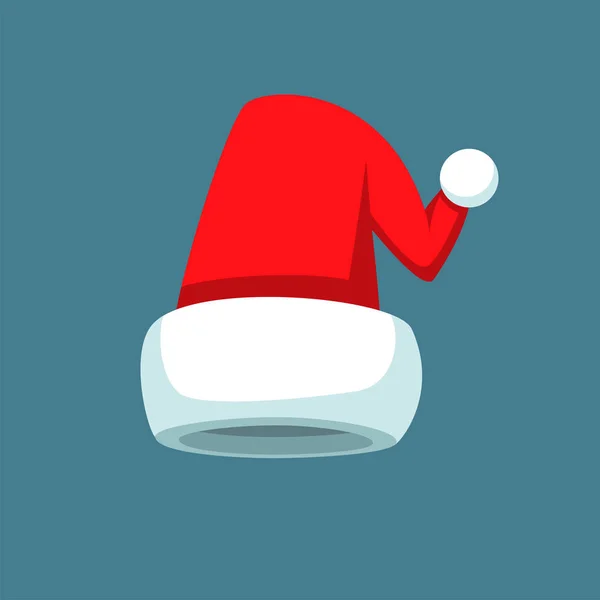Santa Claus dessin animé chapeau rouge silhouette en style plat isolé sur fond bleu. Joyeux Nouvel An 2016 symbole décoration template.Merry Noël vêtements vacances vecteur éléments d'illustration pour le design — Image vectorielle