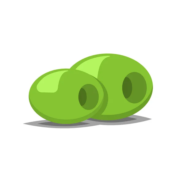Två gröna oliver vektor ikonen isolerad på vit — Stock vektor