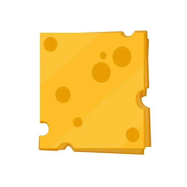 Tenký plátek sýra v plochý. Vektorové ilustrace pro potraviny umění — Stockový vektor