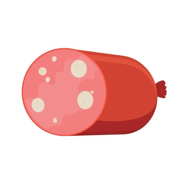 Salsiccia rosa affettata con grasso in stile vettoriale piatto per illustrazione alimentare — Vettoriale Stock