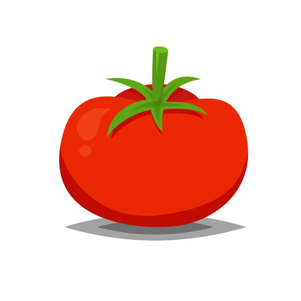 Icône vectorielle de tomate rouge et fraîche isolée sur blanc pour illustration alimentaire ou art à plat — Image vectorielle