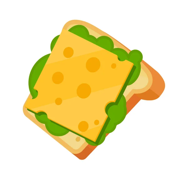 Sándwich con queso y lechuga para ilustración de alimentos — Archivo Imágenes Vectoriales