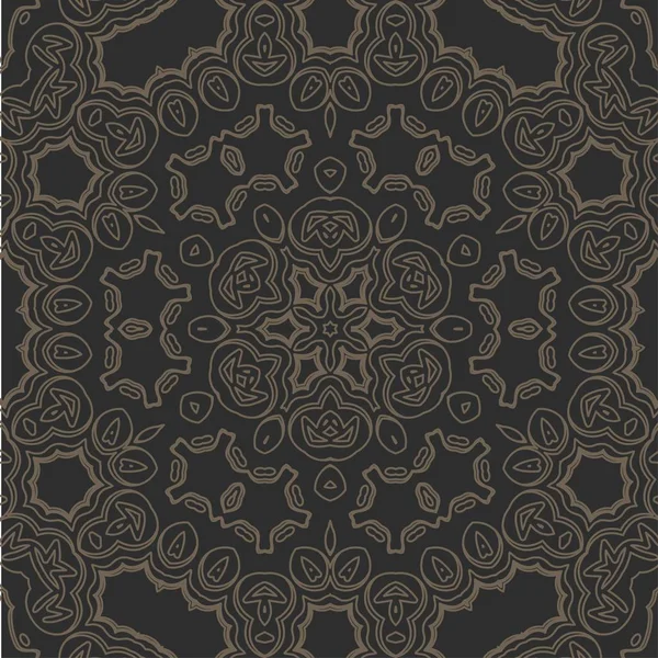 Fondo ornamental redondo oscuro con marco decorativo. Diseño de servilleta retro en estilo plano y simple — Vector de stock