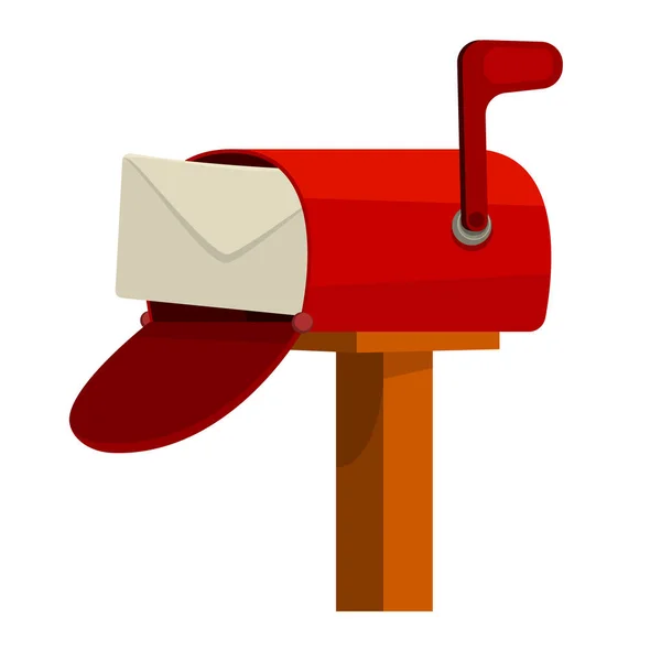 Rood straat muur open brievenbus met bericht in platte vector stijl voor web of illustratie — Stockvector