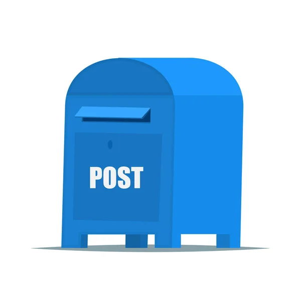 Blauwe Street Postbox in platte vector stijl voor web of illustratie — Stockvector