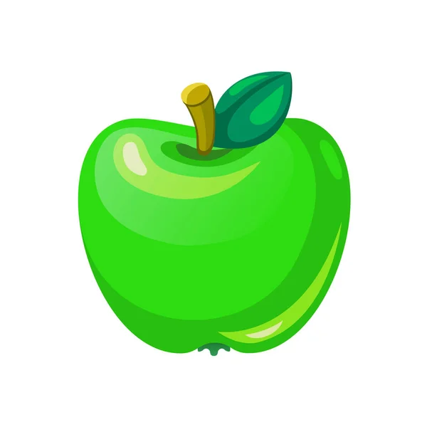 Green fresh apple icon in simple vector style — Stock Vector