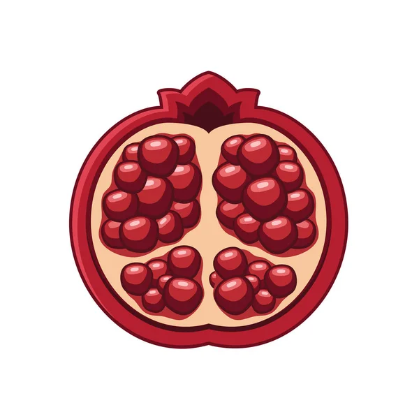 Fruta de granada en rodajas en estilo simple para la ilustración de alimentos y el arte — Archivo Imágenes Vectoriales