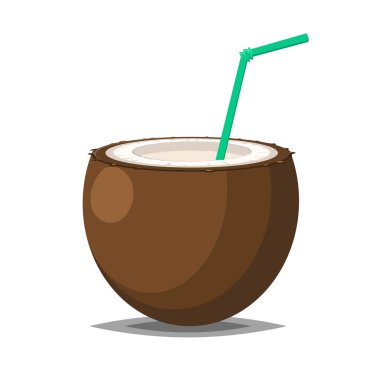 Hindistan cevizi ile mavi hasır kutsal kişilerin resmi beyaz için yiyecek ya da yaz illüstrasyon izole kokteyl dilimlenmiş