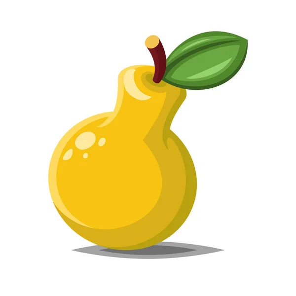 Full färska gula päron med grönt blad ikon isolerade på vitt för mat konst — Stock vektor
