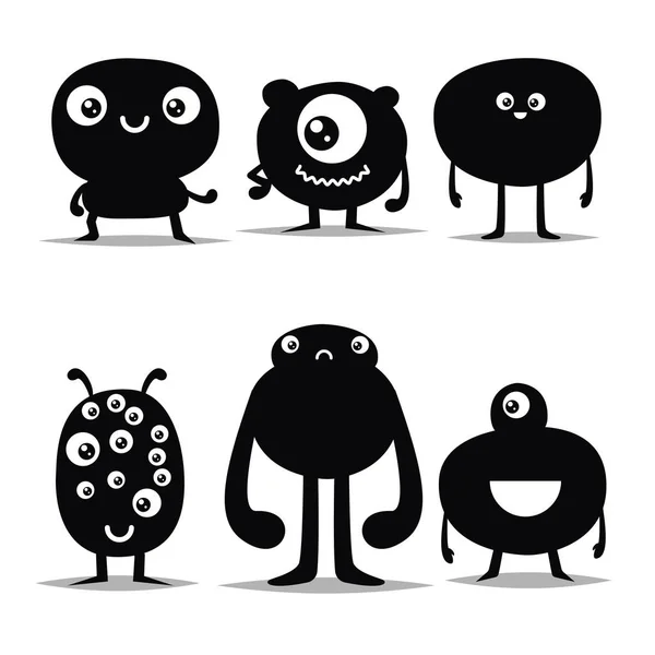 Monstres mignons étrangers dans le style de dessin des enfants — Image vectorielle