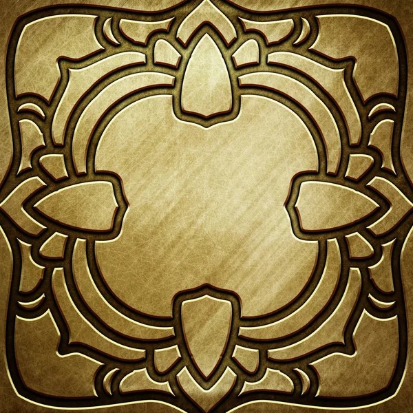 Placa de metal dorado con marco tallado y patrón en estilo clásico —  Fotos de Stock