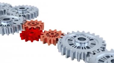 Bulanık gümüş Gears ile bir kırmızı dönüm